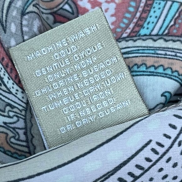 Joan Vass Studio Womens Size Large Paisley Print Roll-Tab Sleeve Tunic Shirt Top - Picture 5 of 9